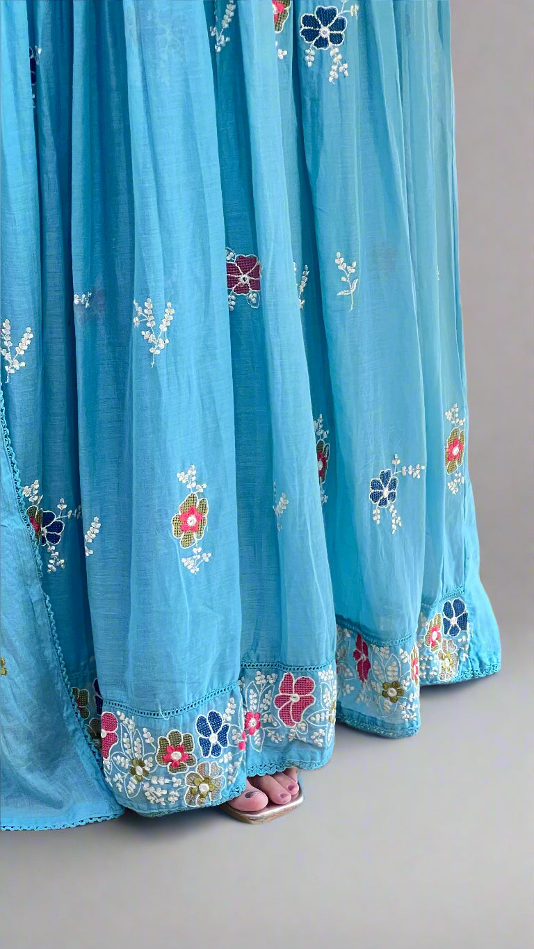 Embroidered mul anarkali suit