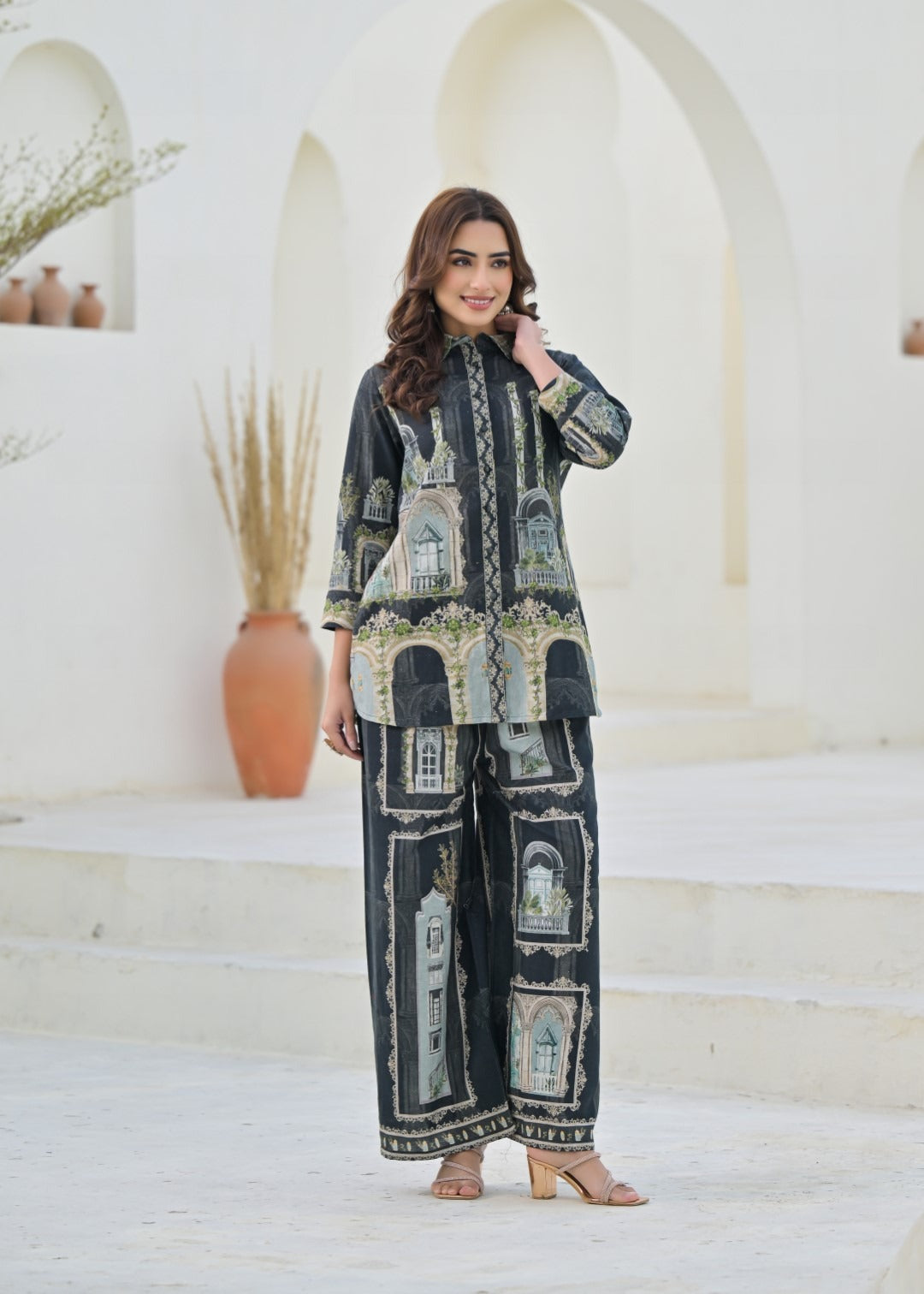 Linen printed cord set