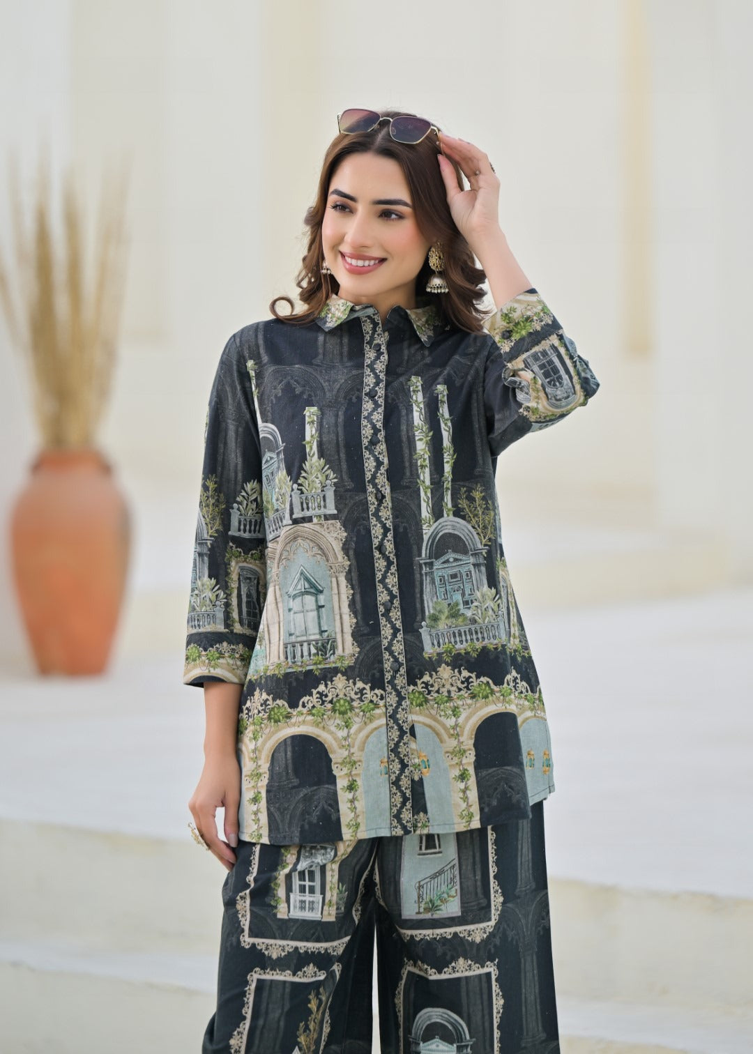 Linen printed cord set