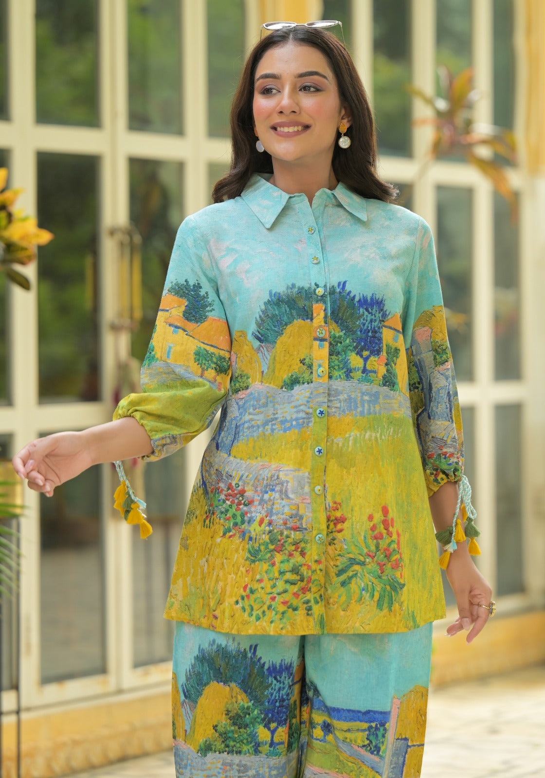 Digital printed linen cord set