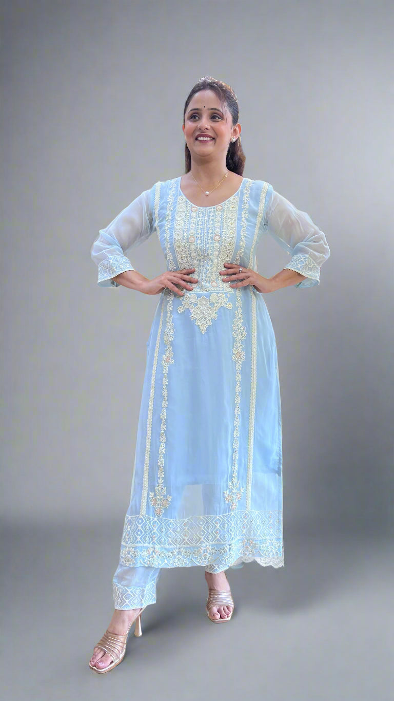 Ahana hand embroidered suit