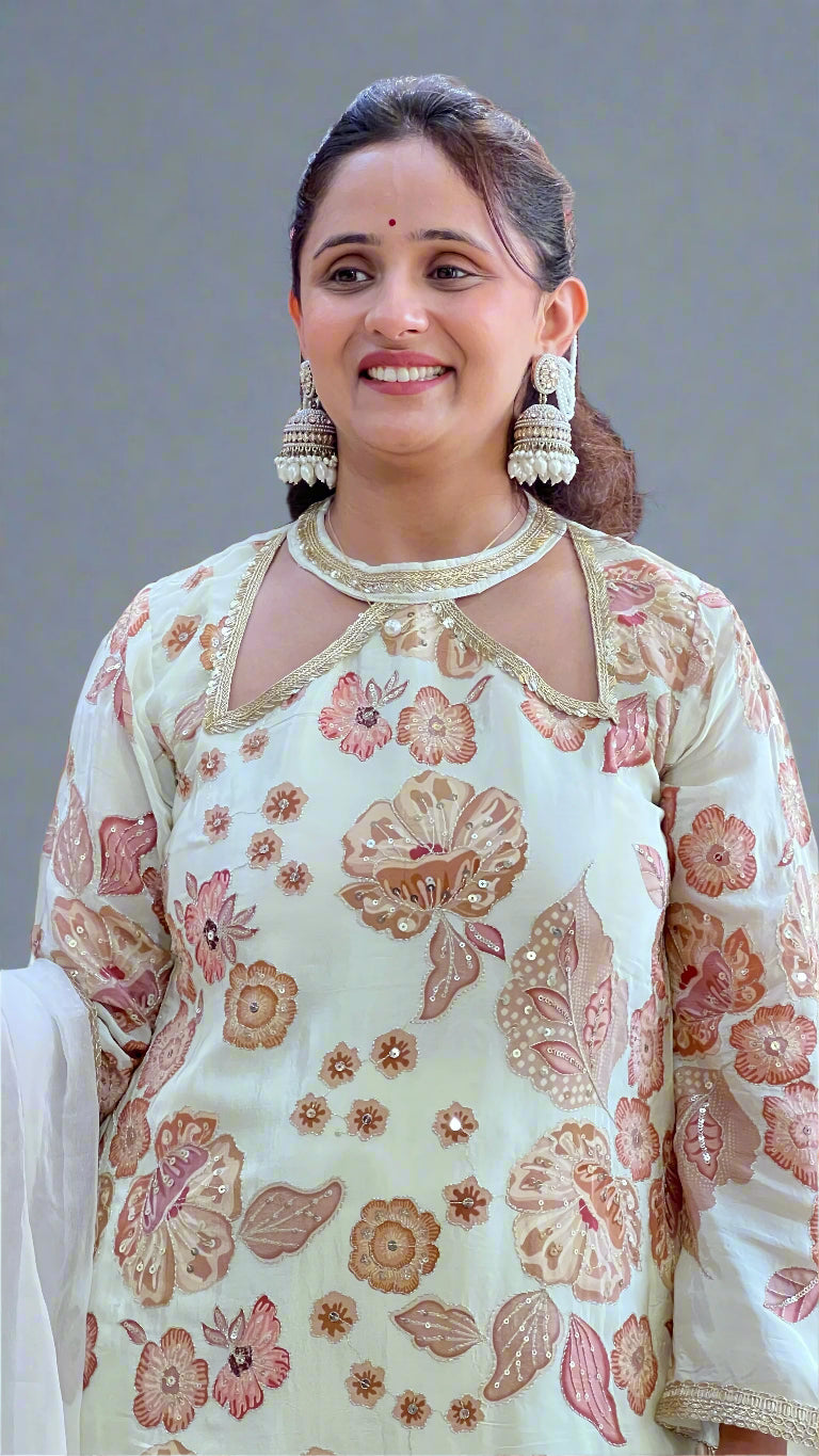 Amha ivory designer suit