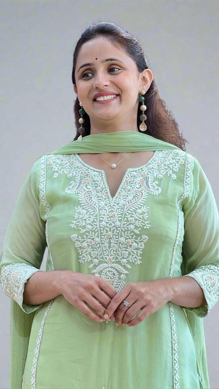 Organza embroidered suit