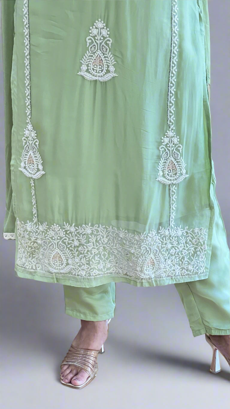 Organza embroidered suit
