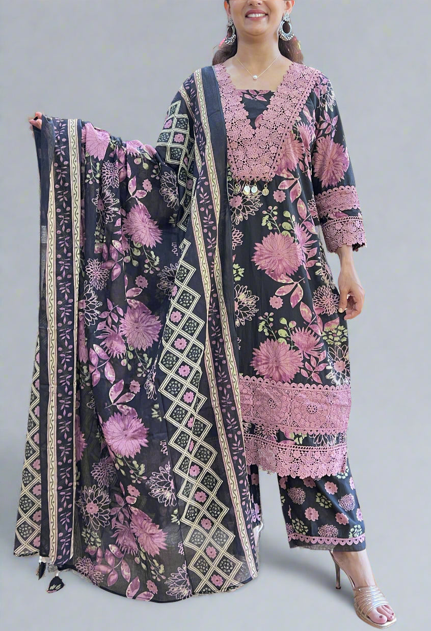 Akam black pakistani suit