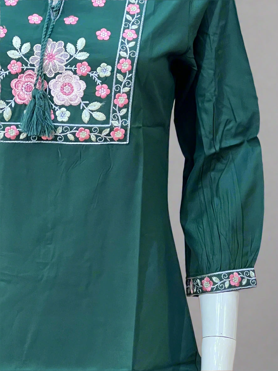 Rayon embroidered short kurta