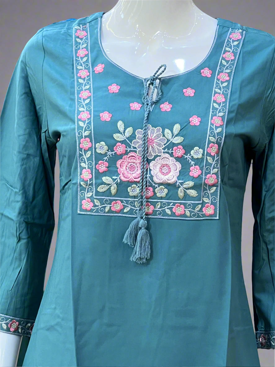 Rayon embroidered short kurta