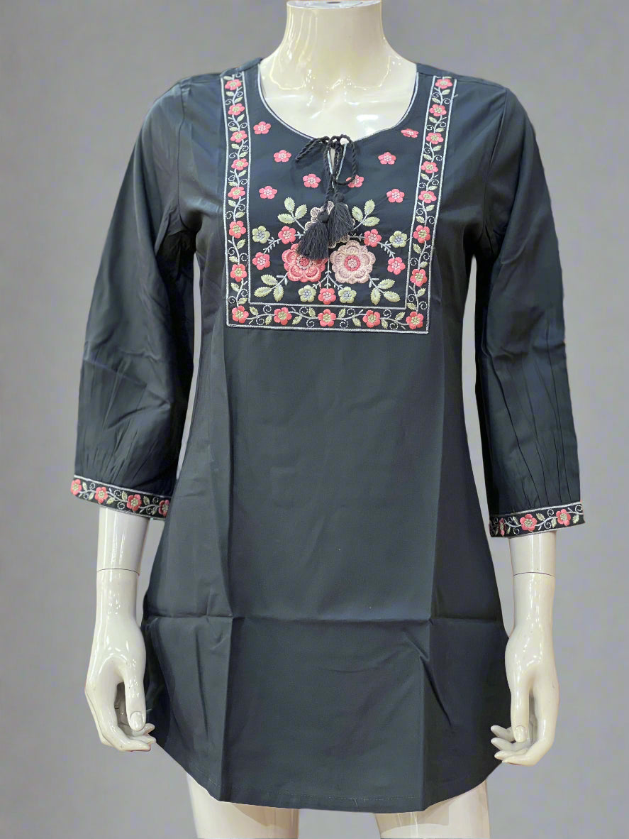 Rayon embroidered short kurta