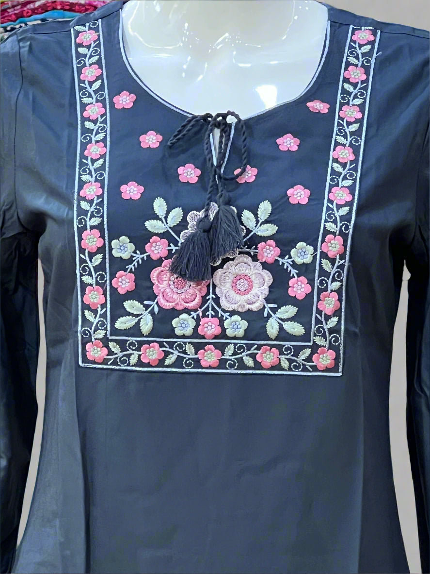 Rayon embroidered short kurta