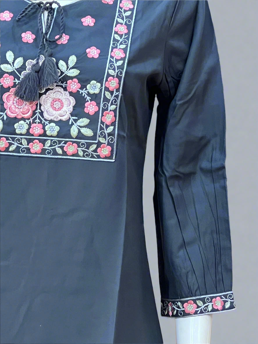 Rayon embroidered short kurta