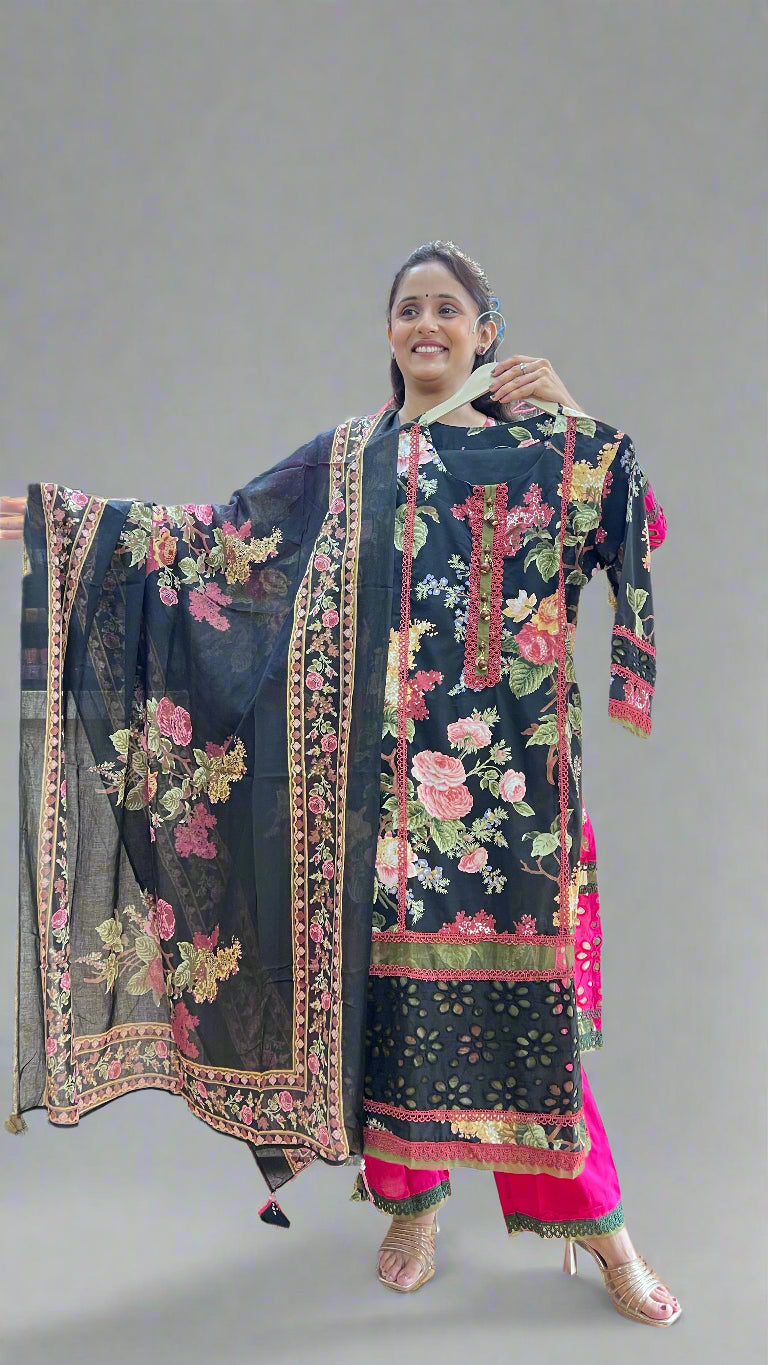 Flower printed pakistani suit