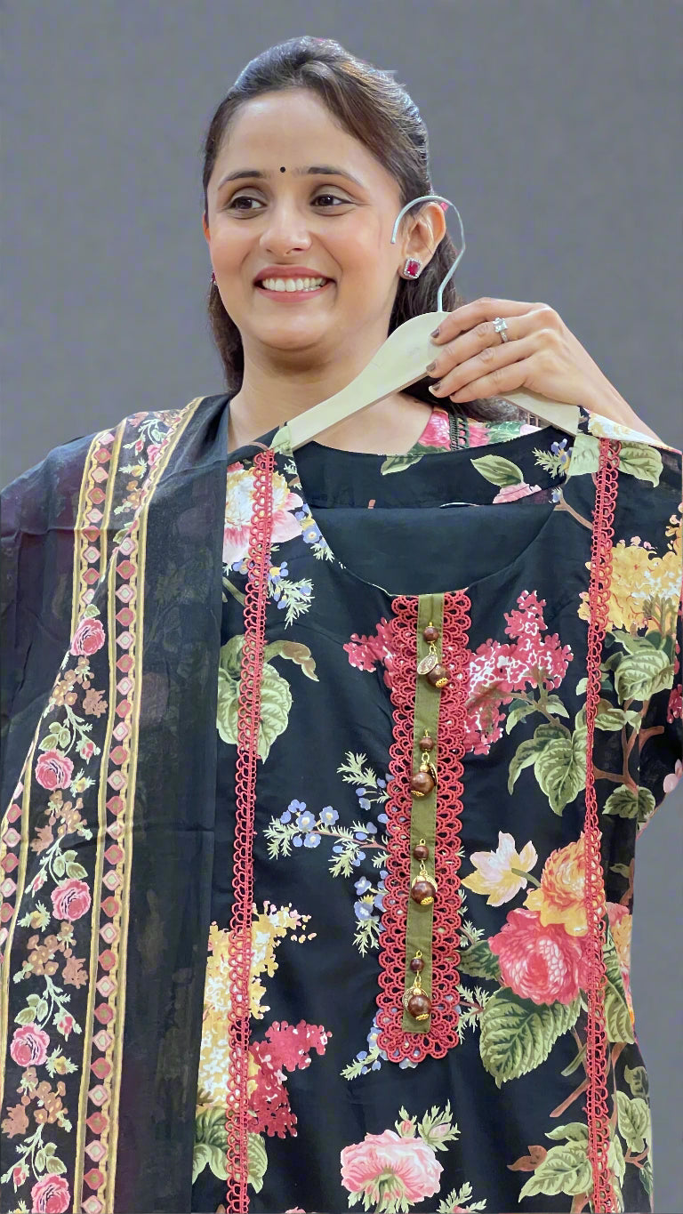 Flower printed pakistani suit
