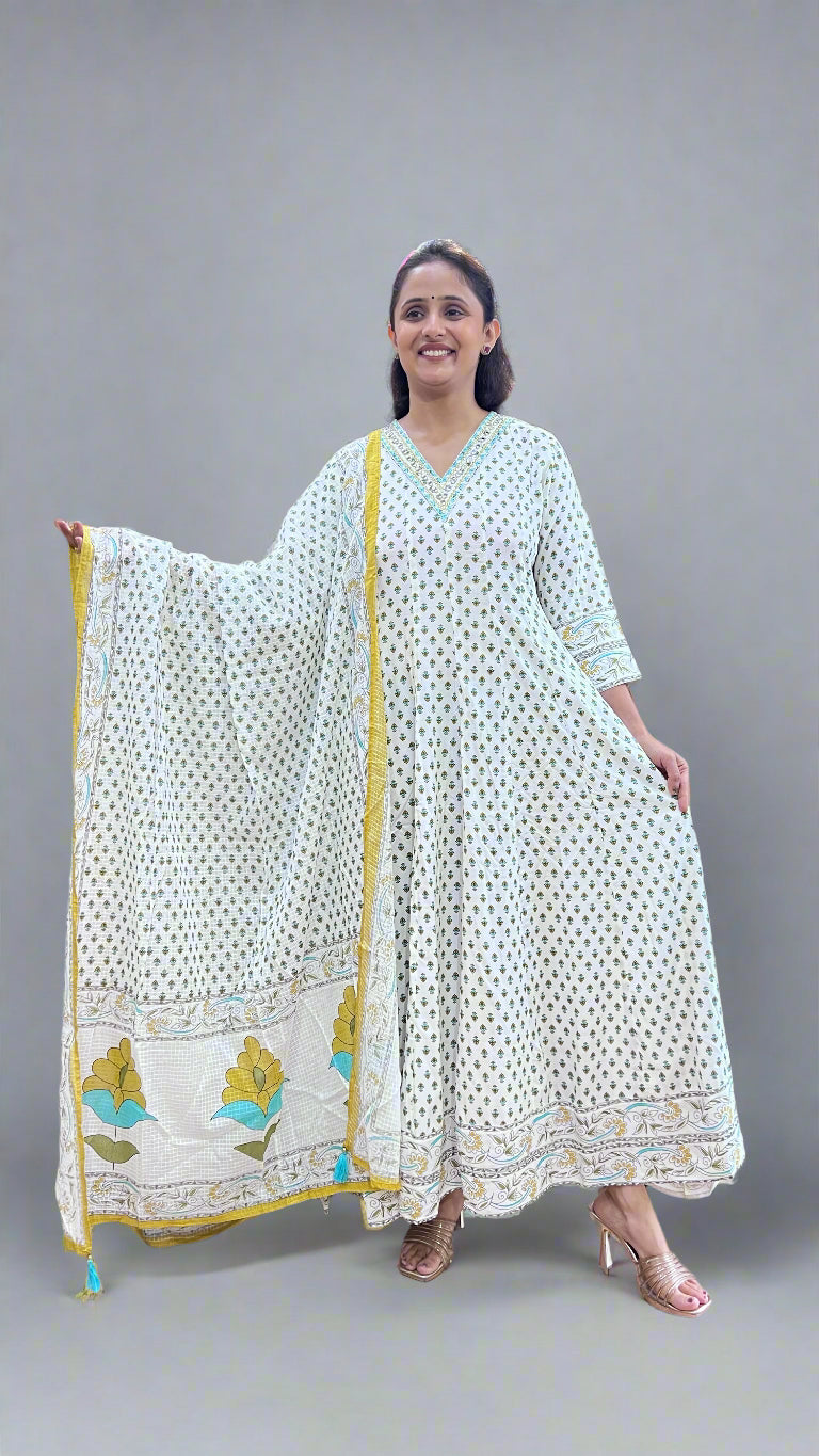 Anni rayon anarkali  kurta with dupatta