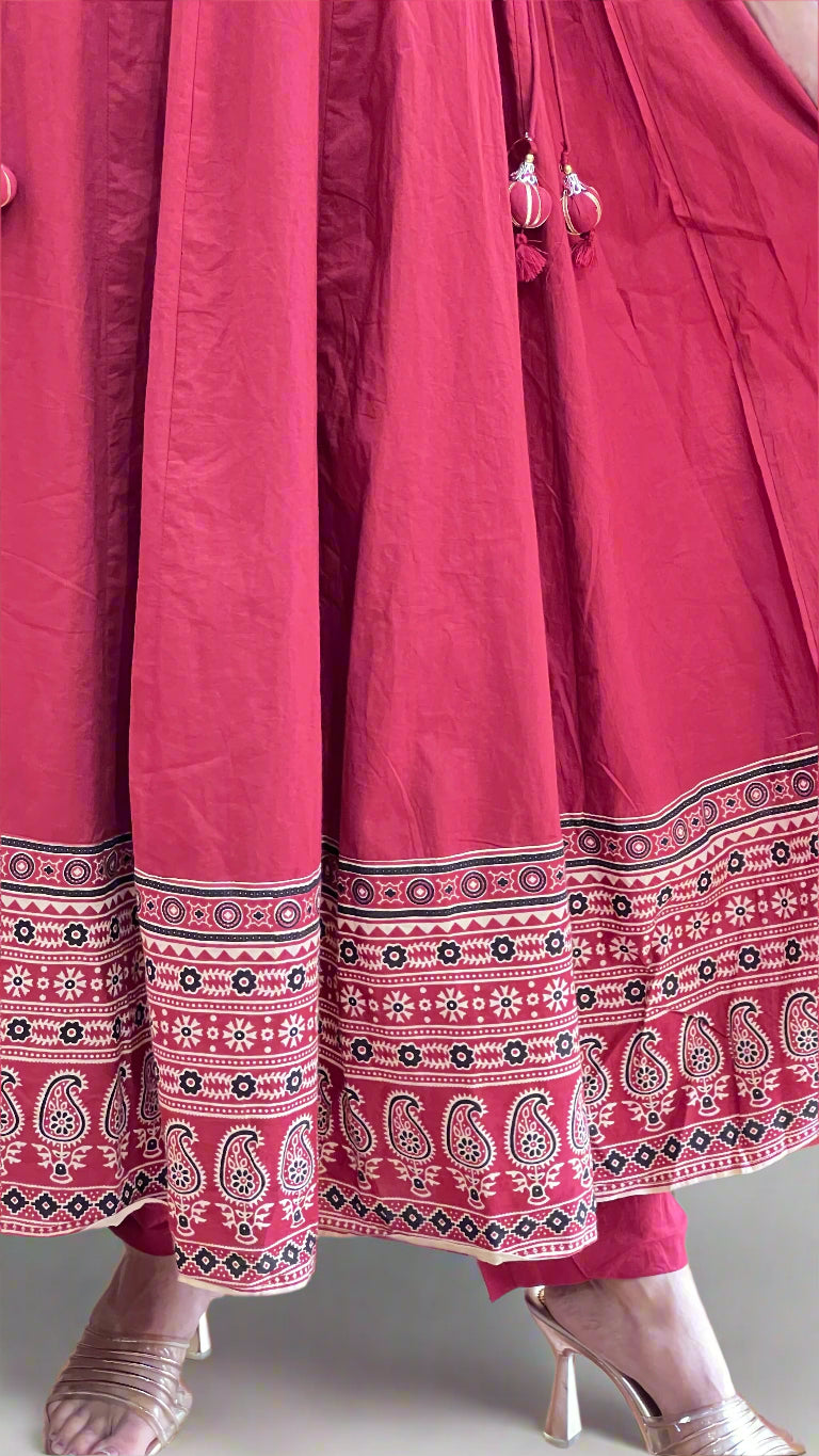 Ajrak printed Anarkali suit