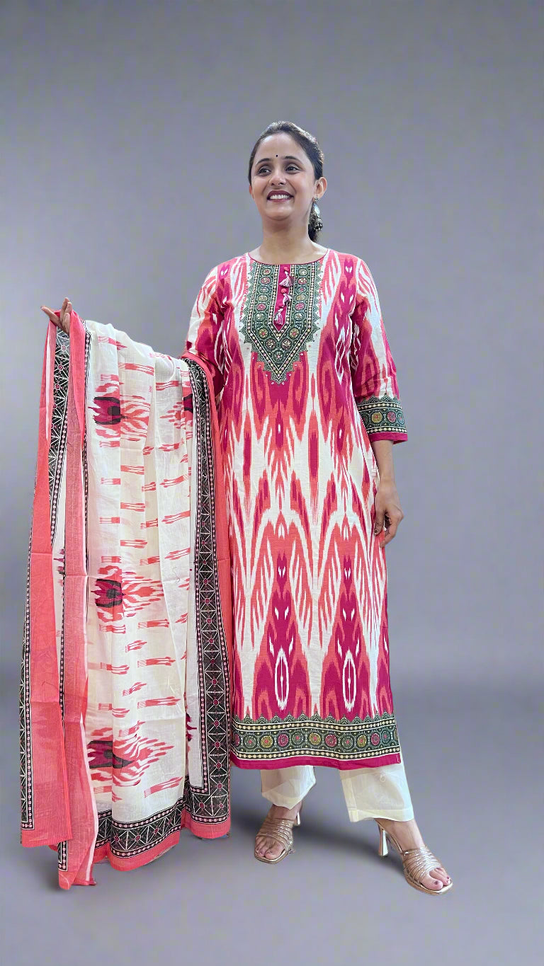 Ikkat printed cotton suit