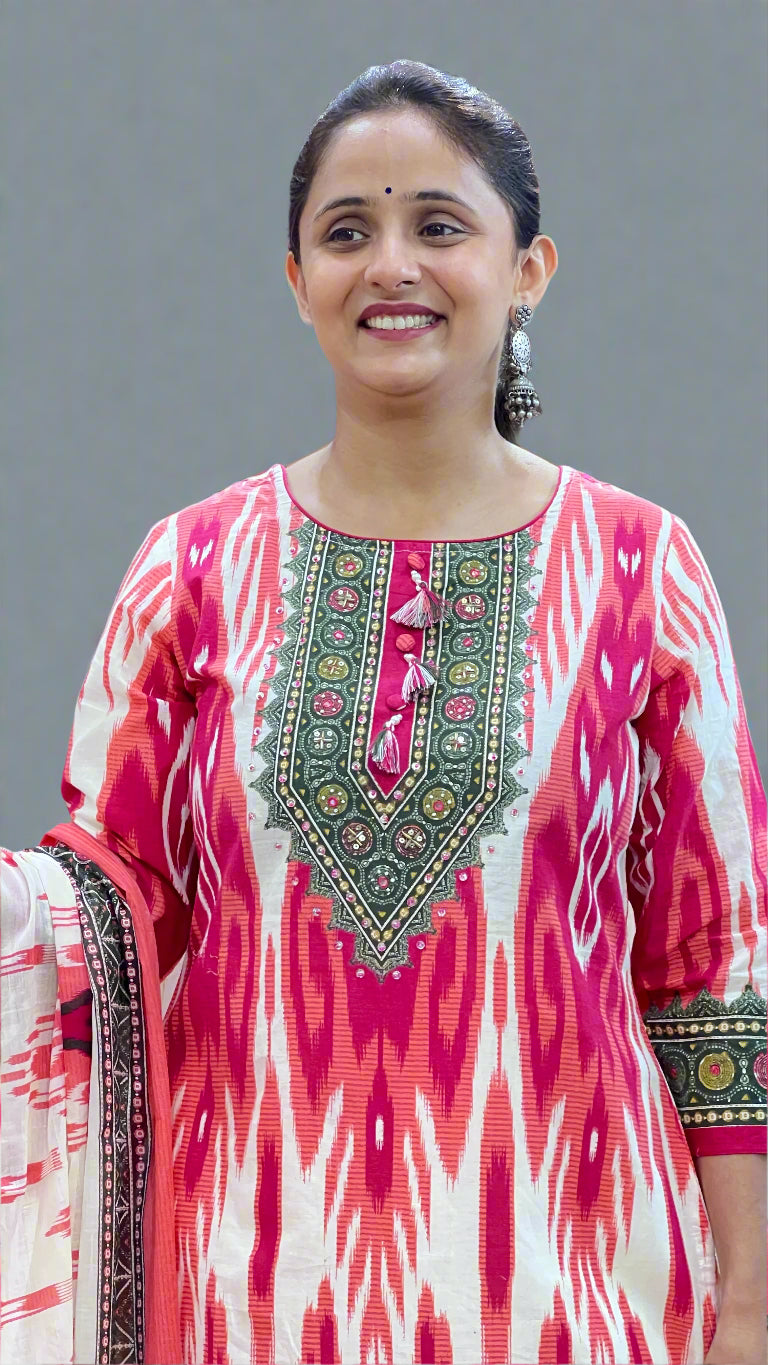 Ikkat printed cotton suit