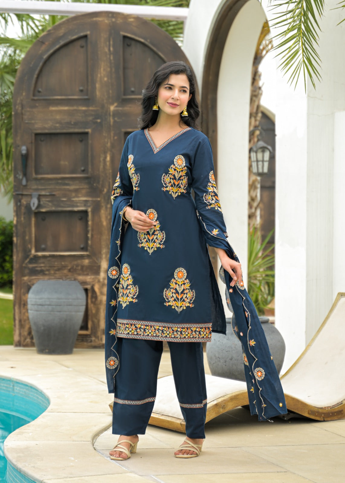 Embroidered farshi salwar suit