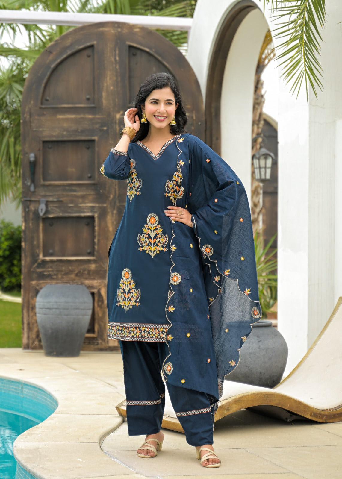 Embroidered farshi salwar suit