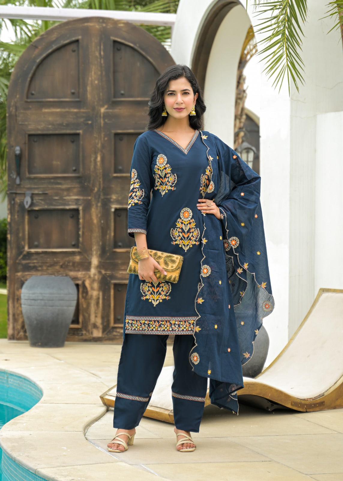 Embroidered farshi salwar suit