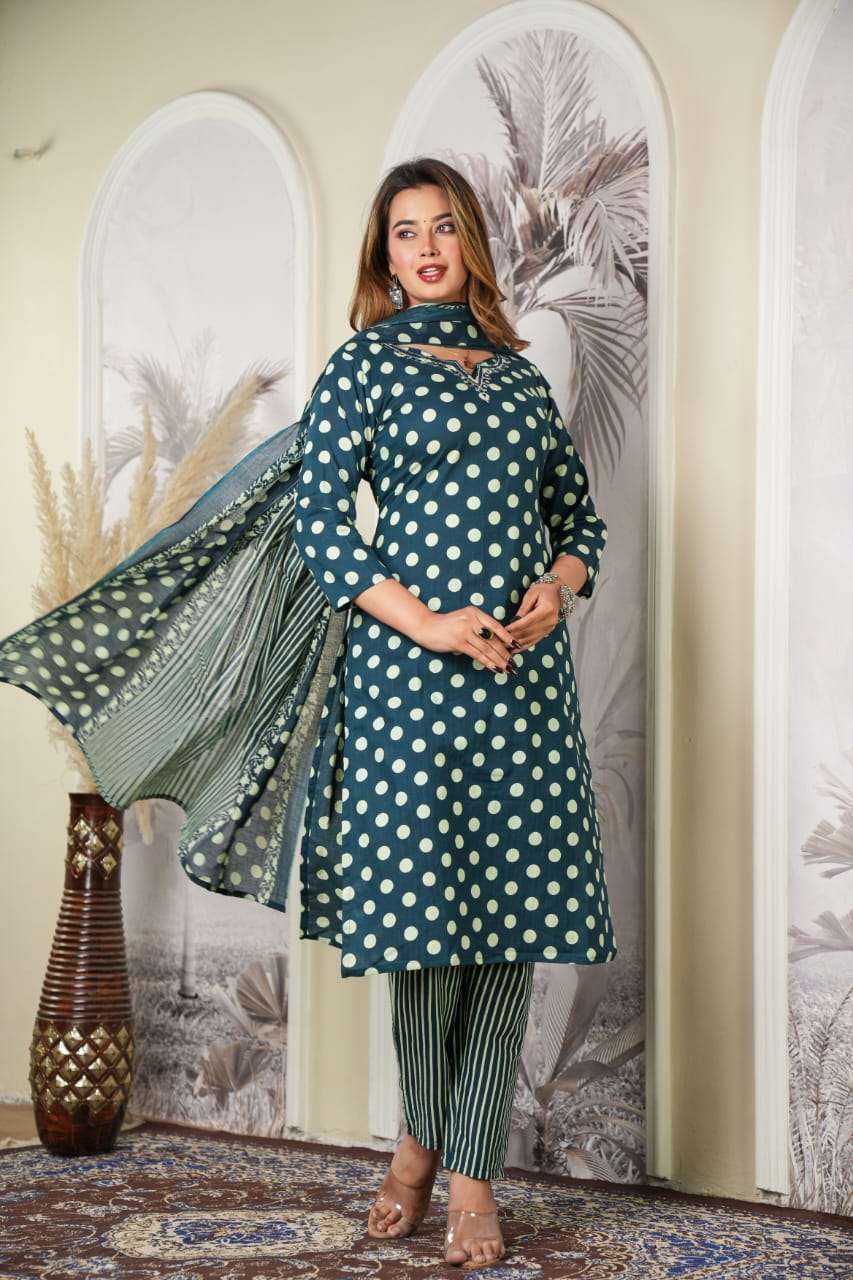 Polka dots cotton suit