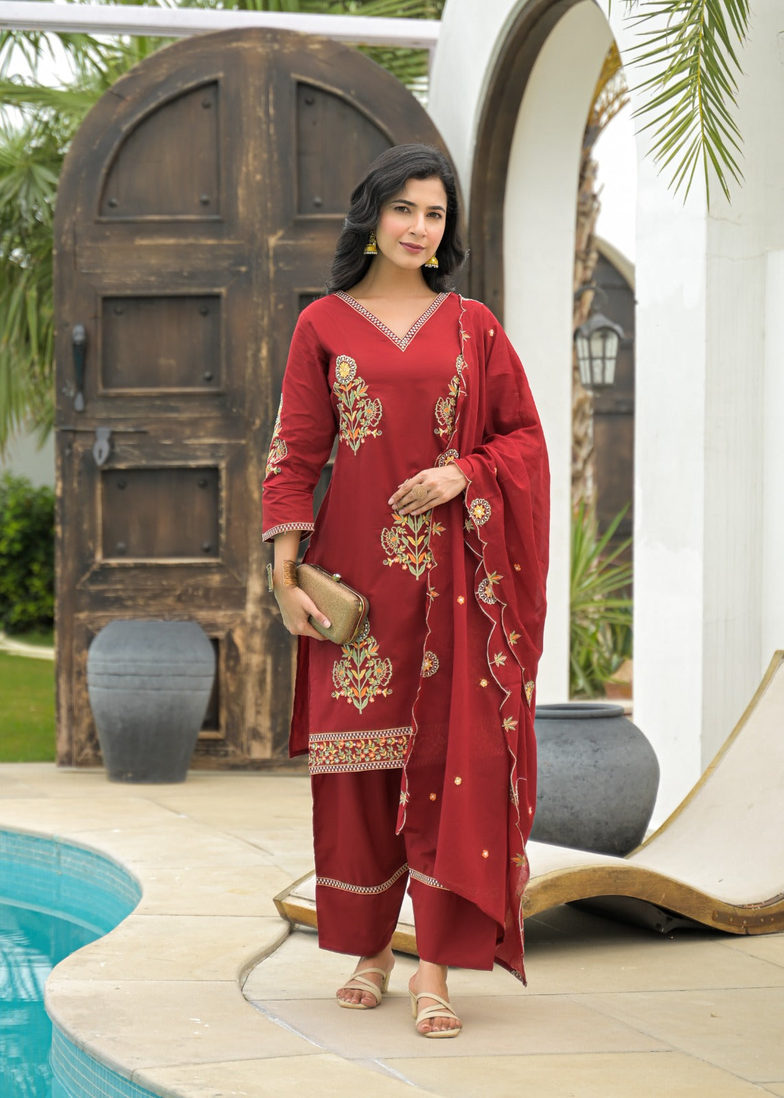 Embroidered farshi salwar suit