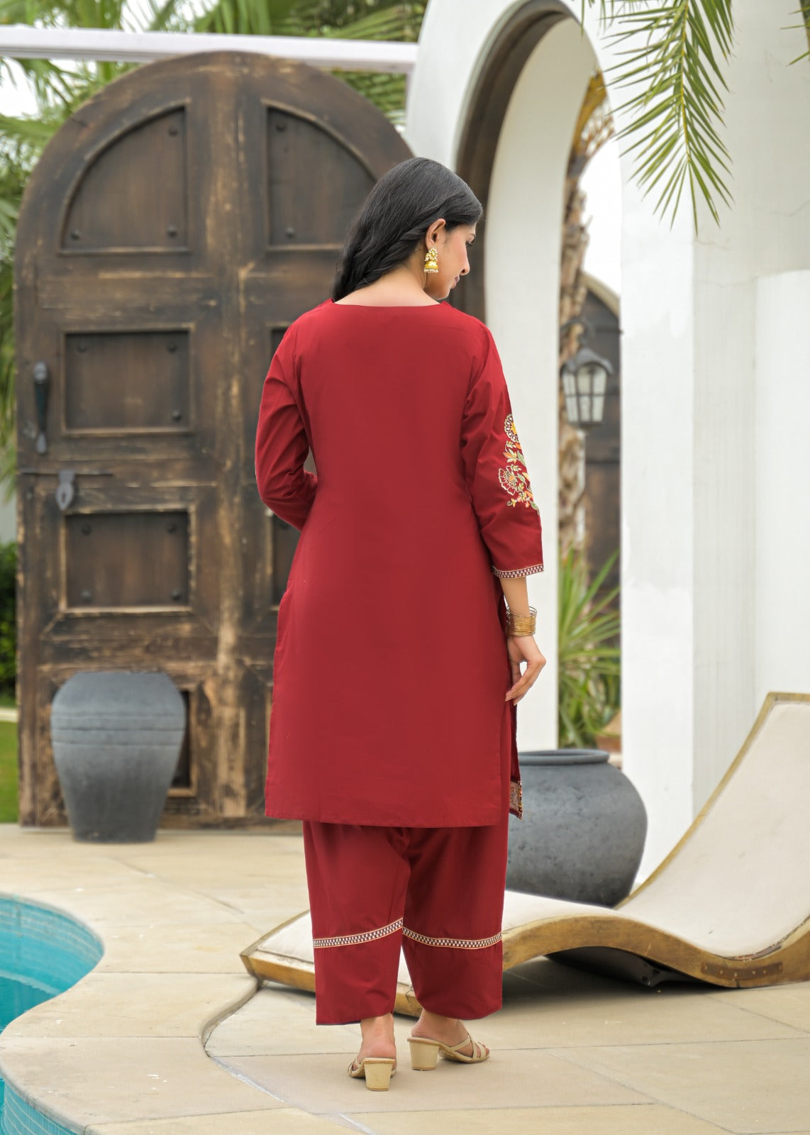 Embroidered farshi salwar suit