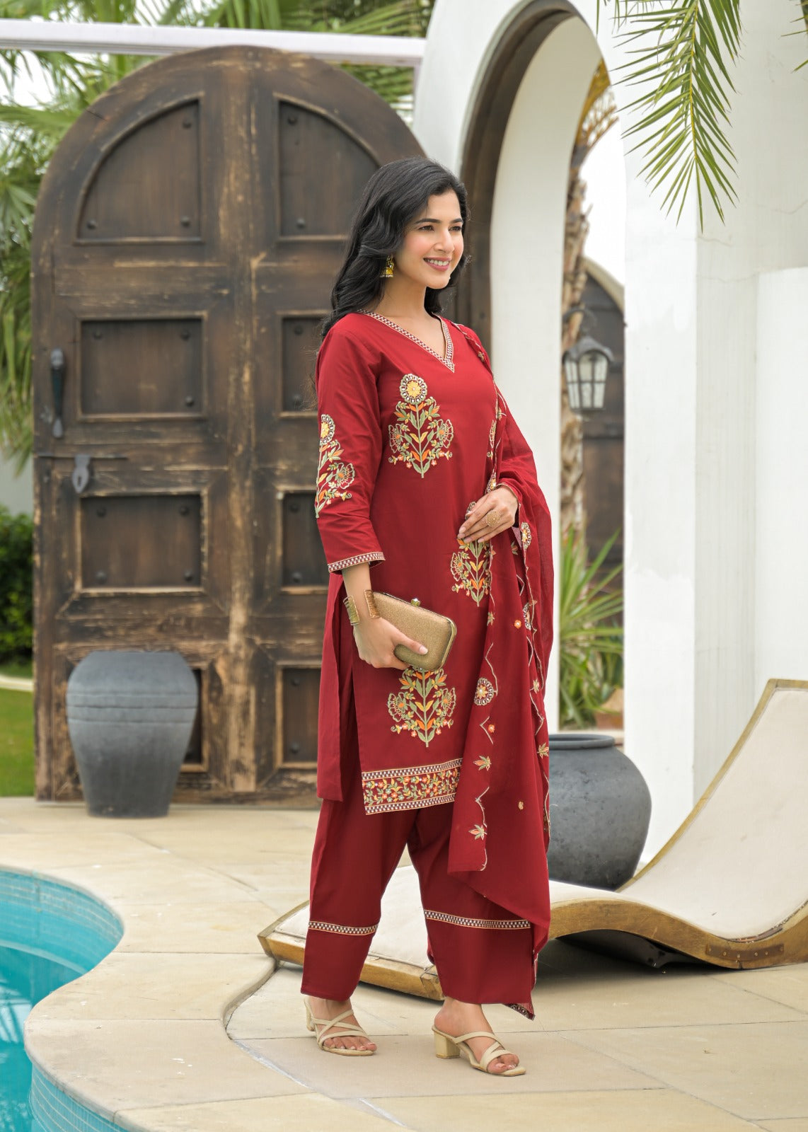 Embroidered farshi salwar suit
