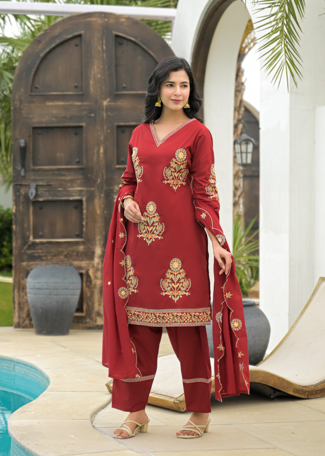 Embroidered farshi salwar suit