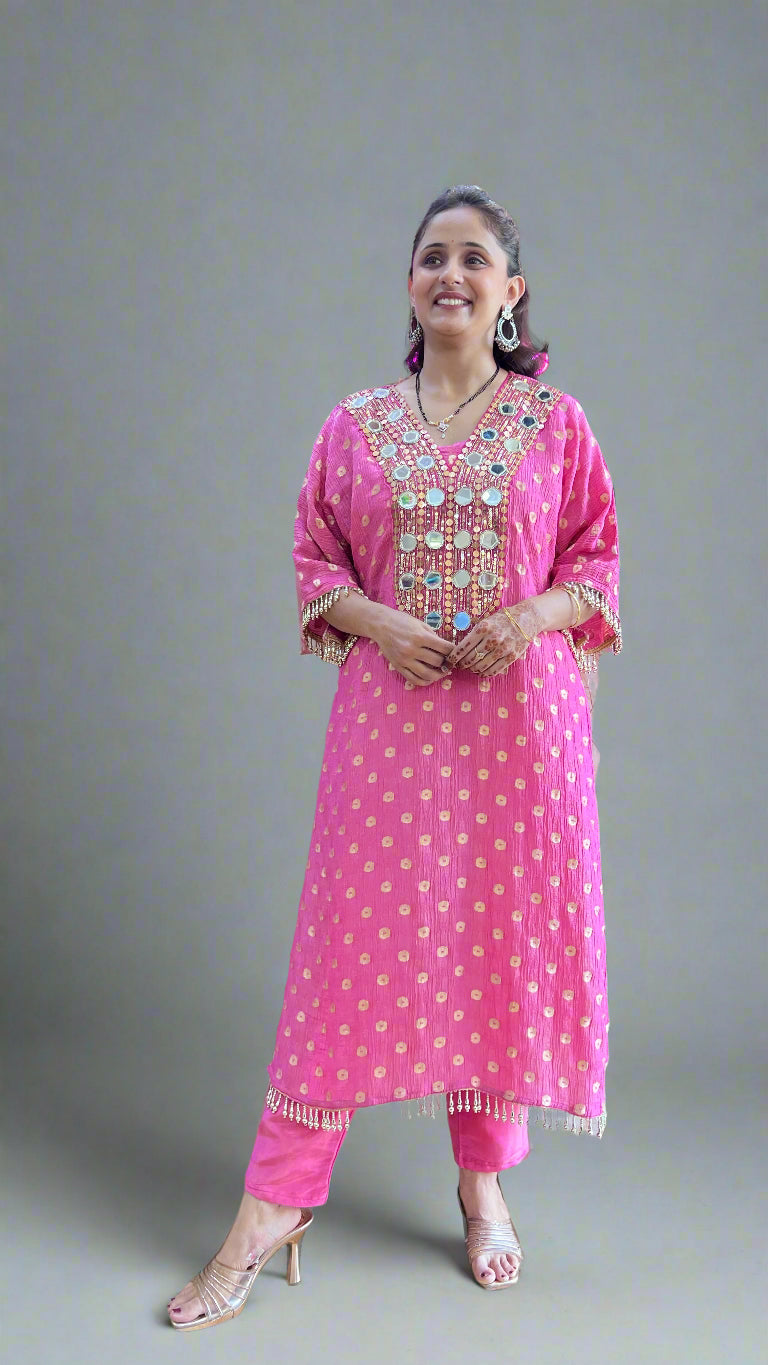 Crush tissue phiran ( mirror work )