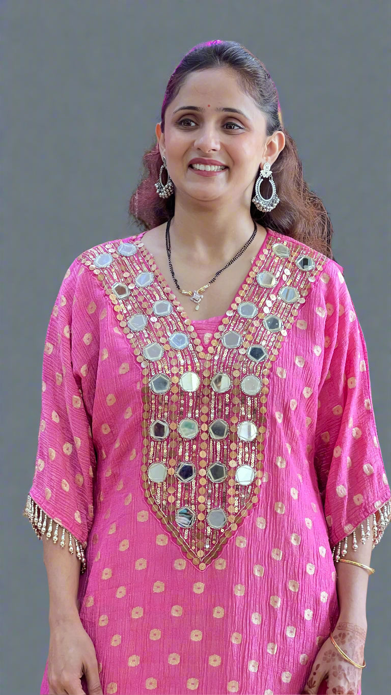 Crush tissue phiran ( mirror work )