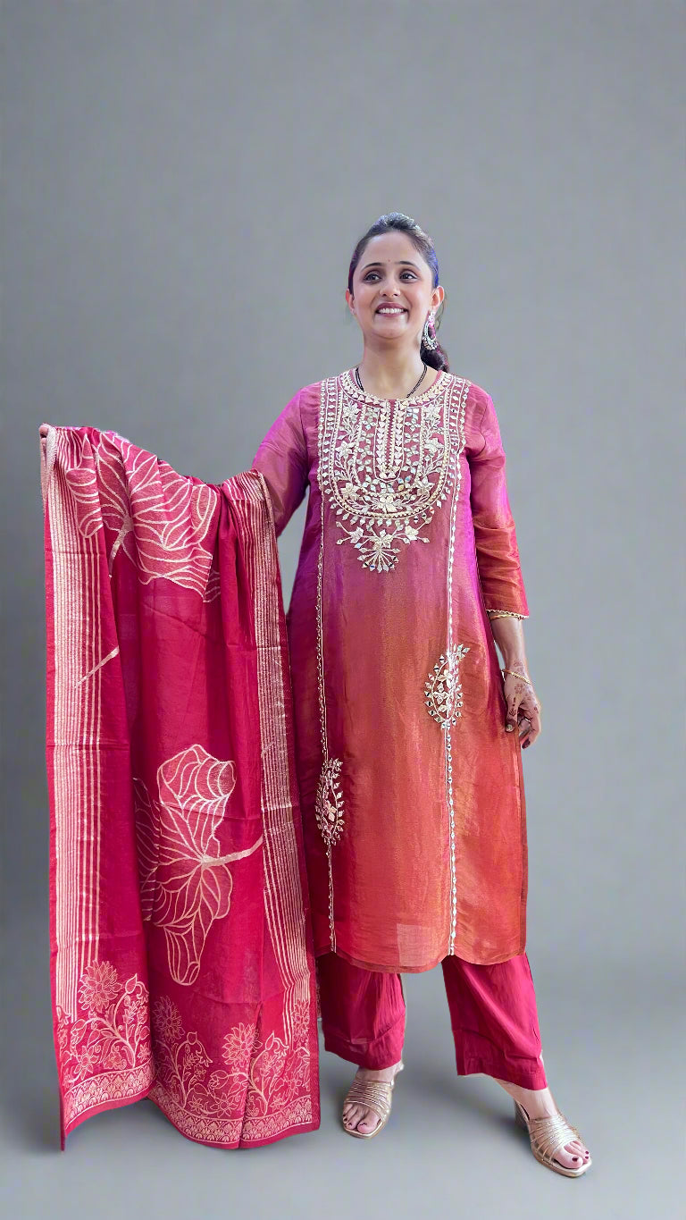 Gotta patti work suit (shimmer tissue )