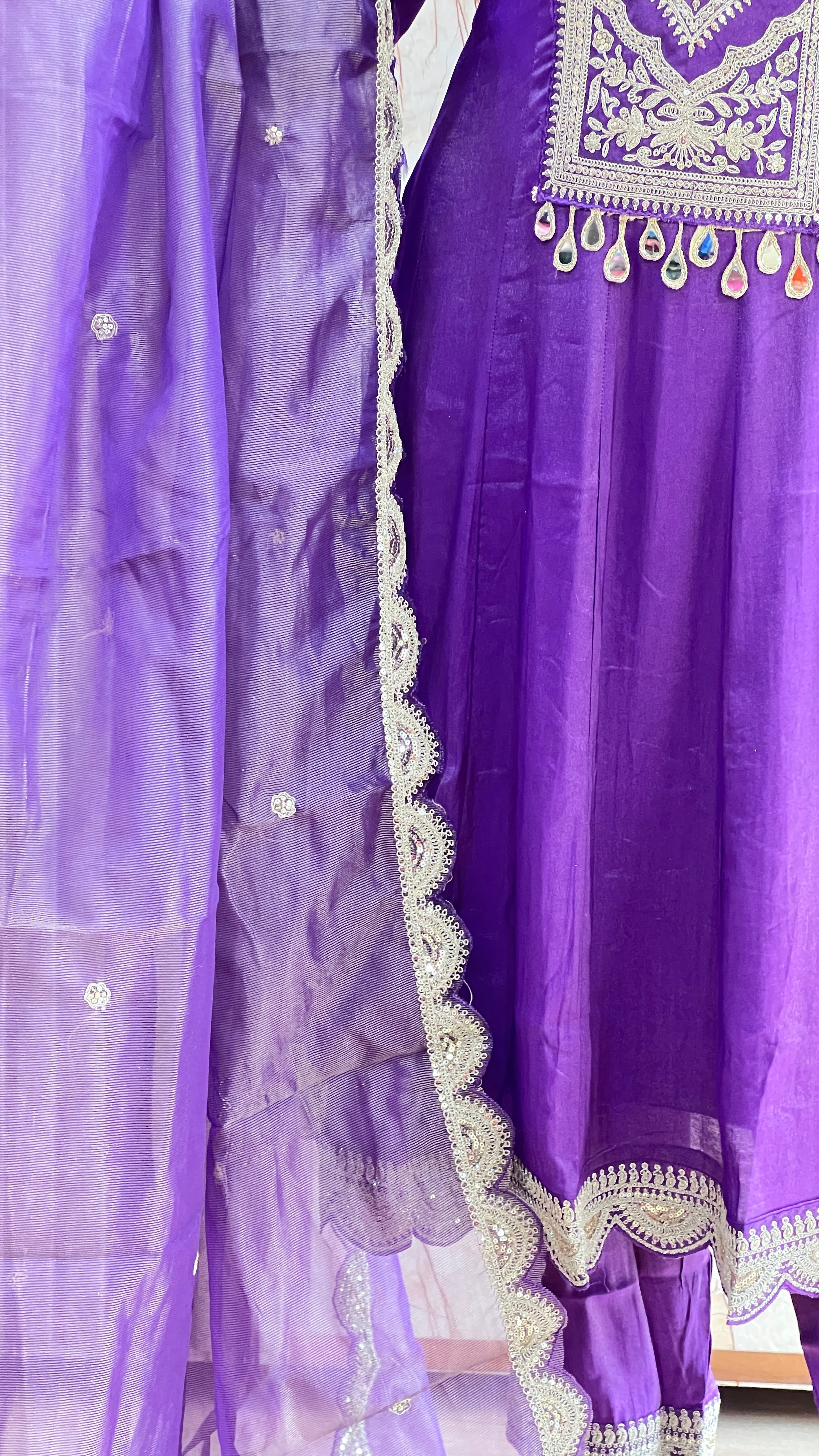 Shimmer tissue a-line suit