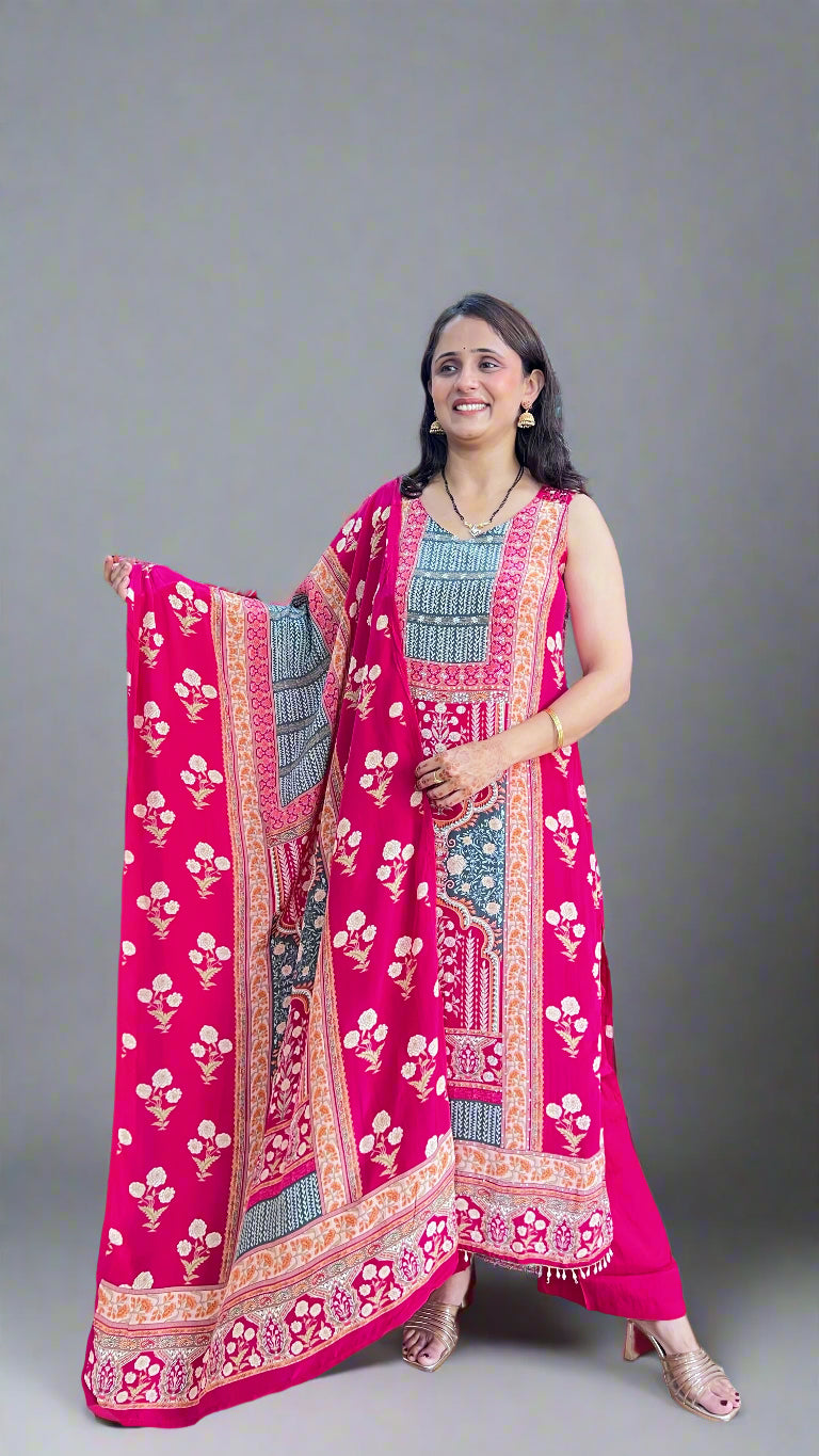 Designer pure crape suit (without sleeves)