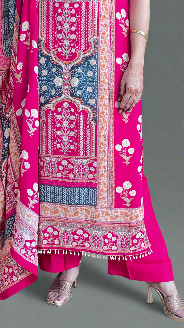 Designer pure crape suit (without sleeves)