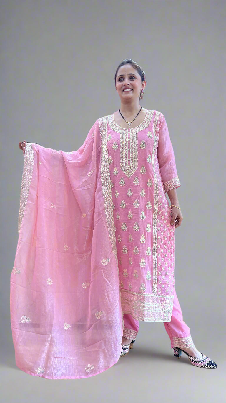 Crush tissue fabric pakistani suit