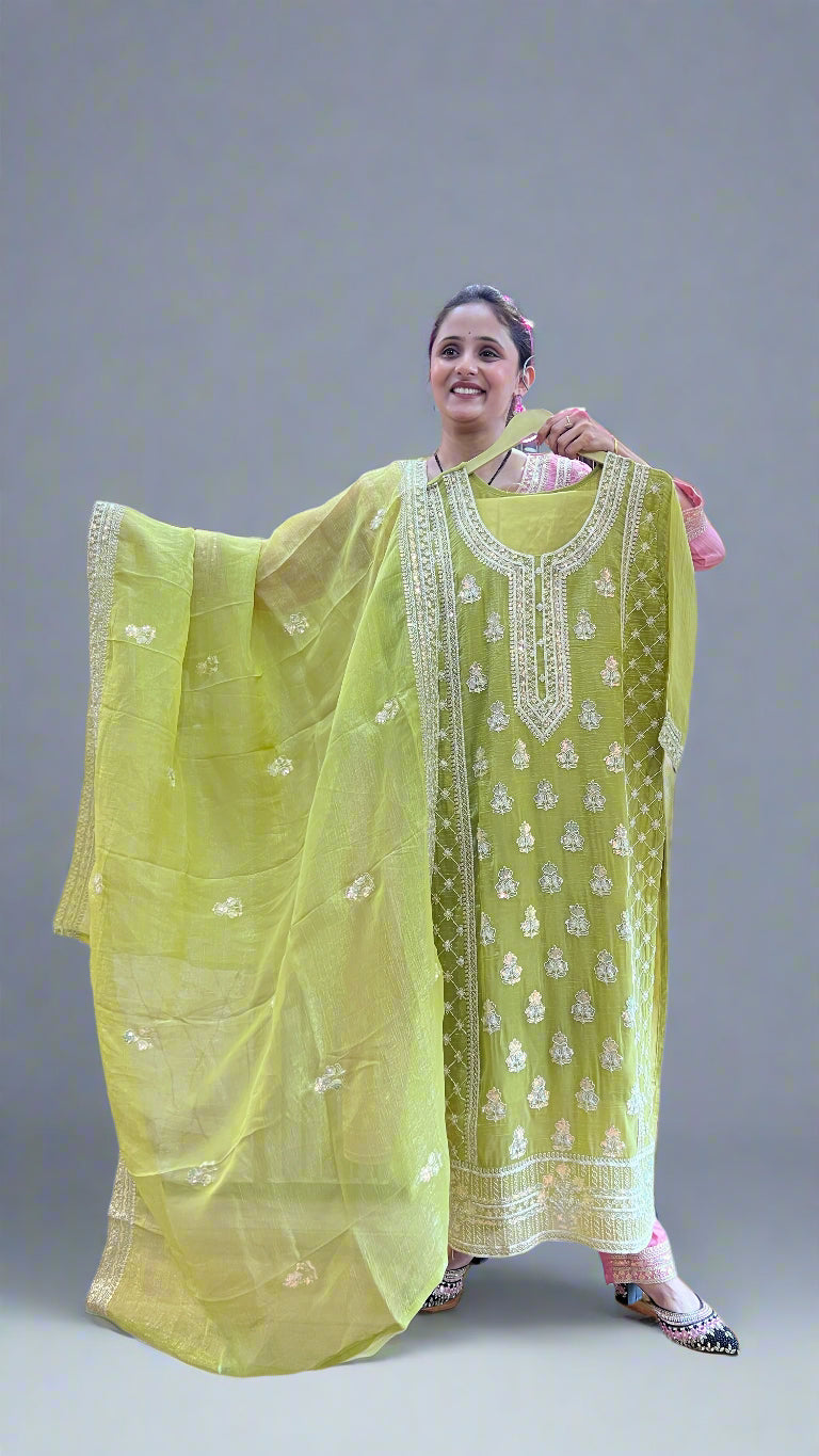 Crush tissue fabric pakistani suit