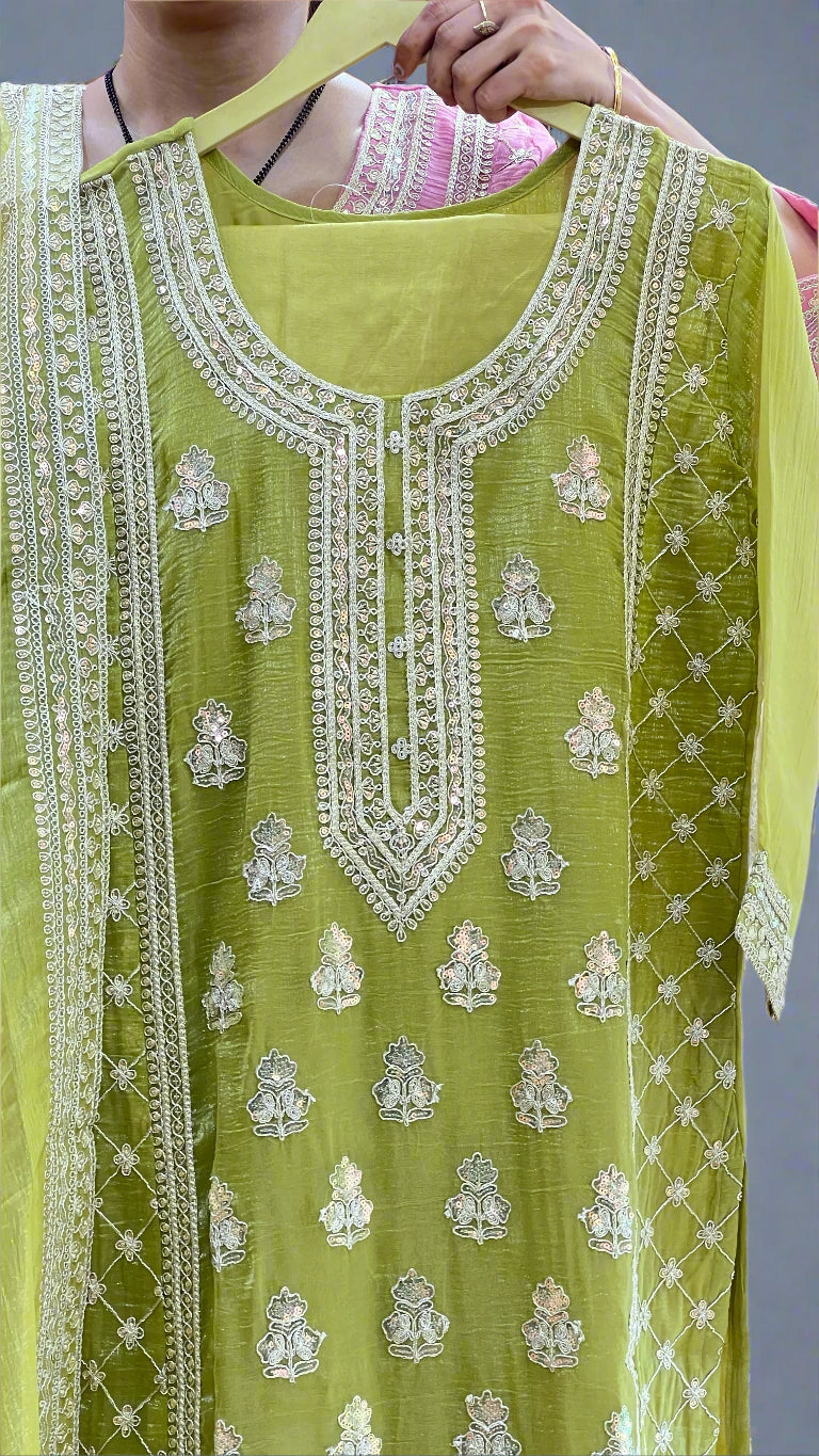 Crush tissue fabric pakistani suit