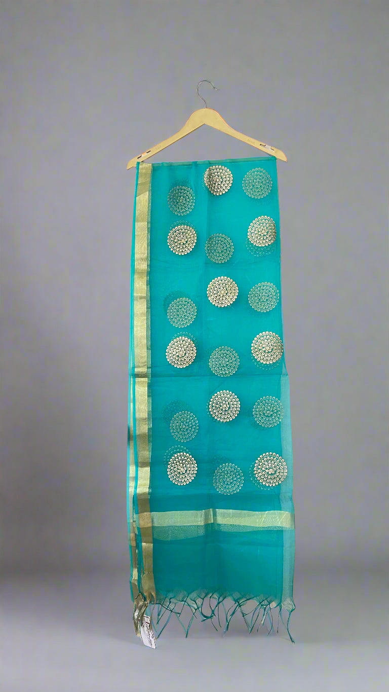 Embroidered tissue dupatta
