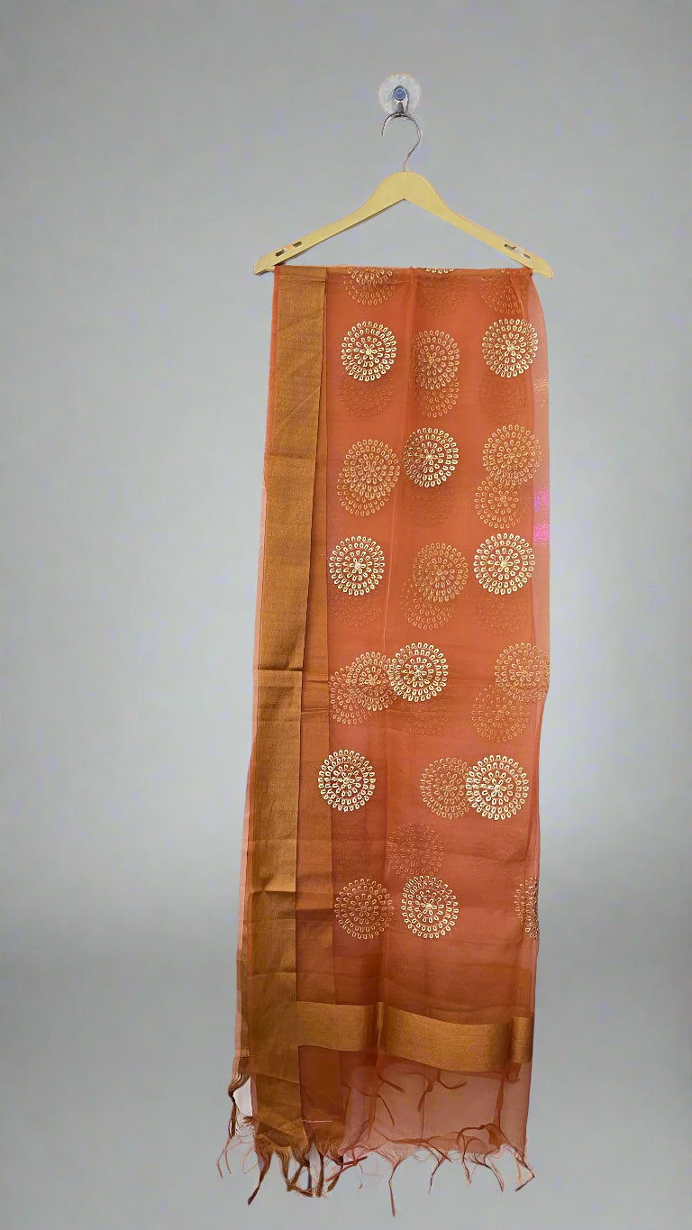 Embroidered tissue dupatta