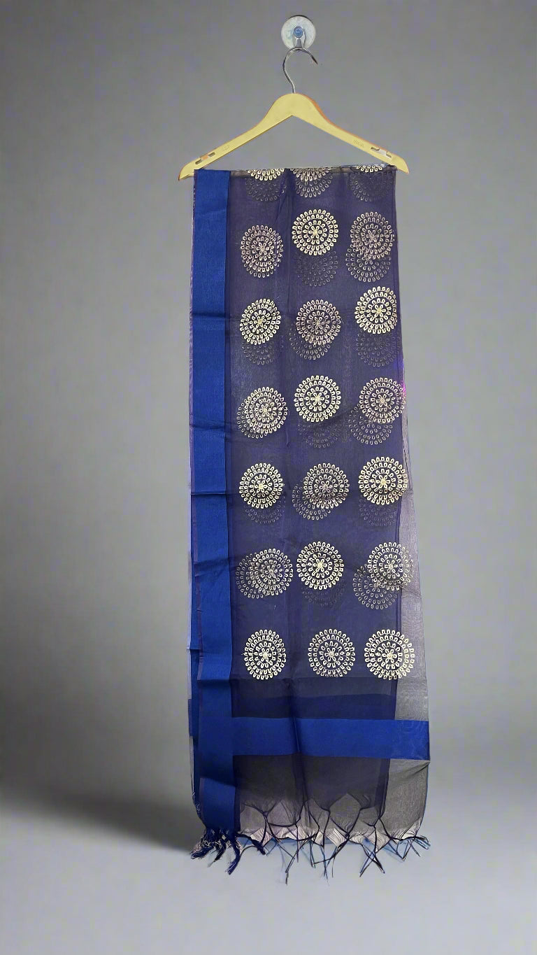 Embroidered tissue dupatta