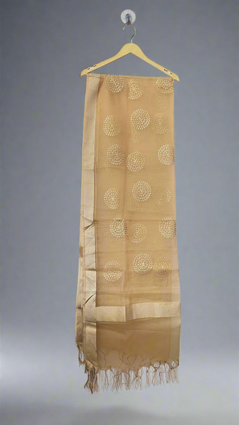 Embroidered tissue dupatta