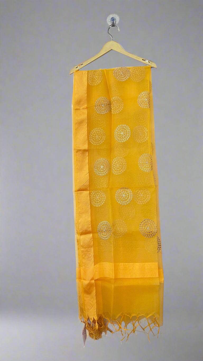 Embroidered tissue dupatta