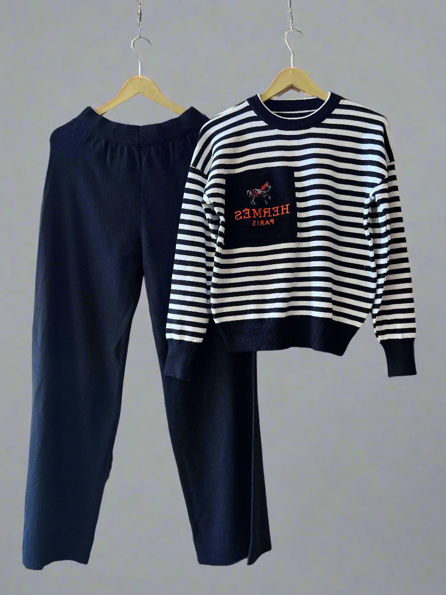 Stripes woolen cord set