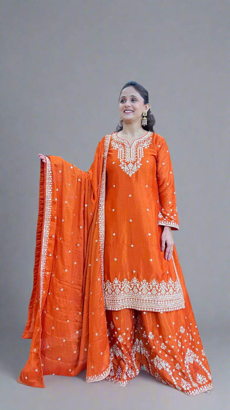 Chinon embroidered plazo suit