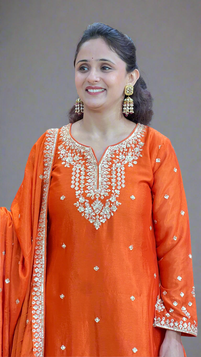 Chinon embroidered plazo suit