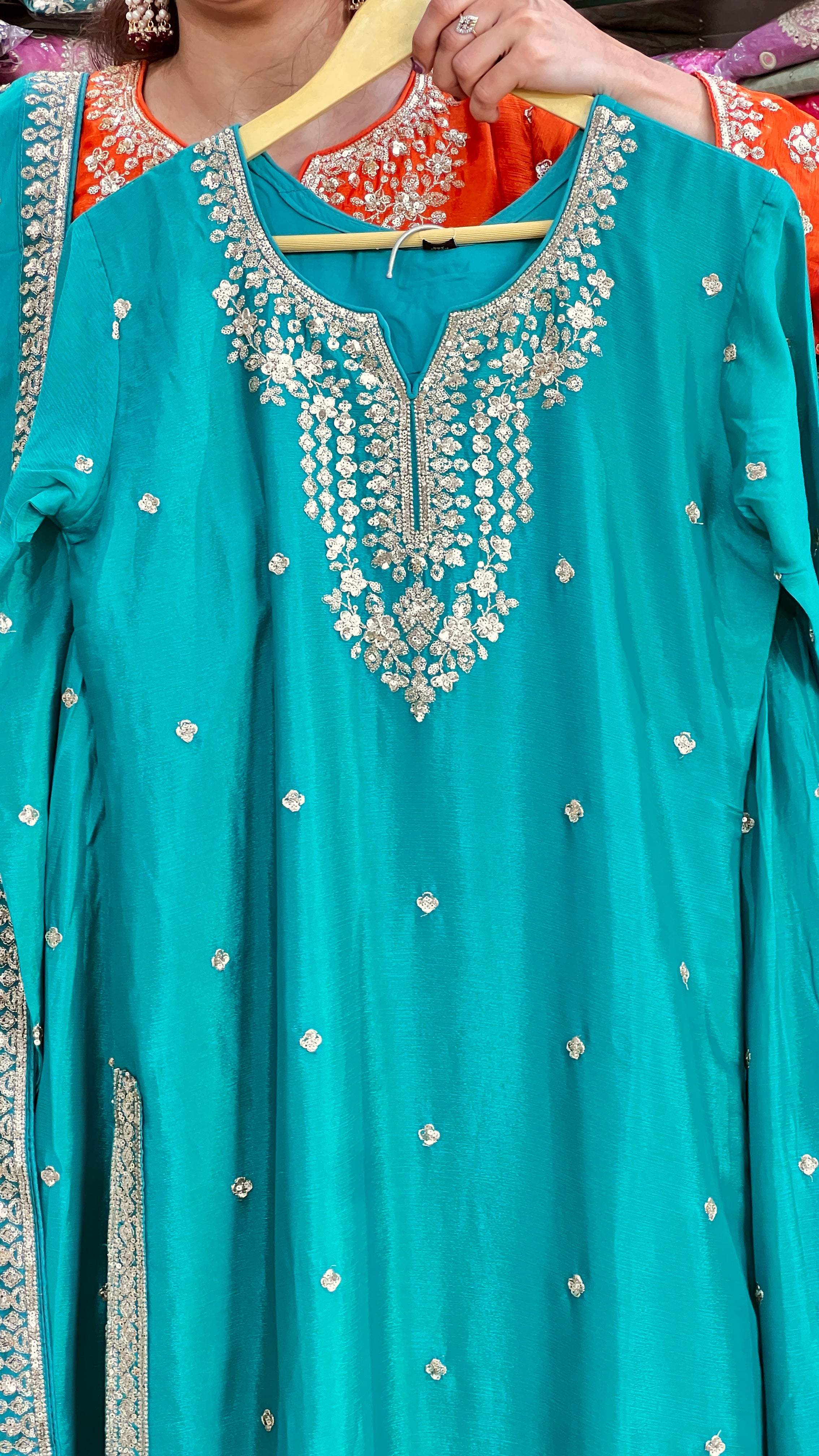 Chinon embroidered plazo suit