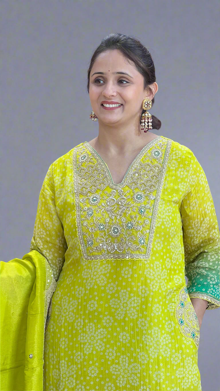 Pure viscose embroidered suit