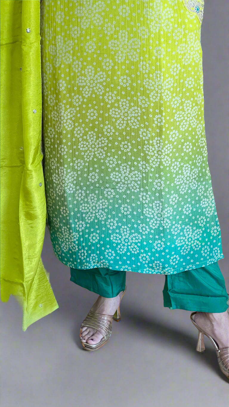 Pure viscose embroidered suit