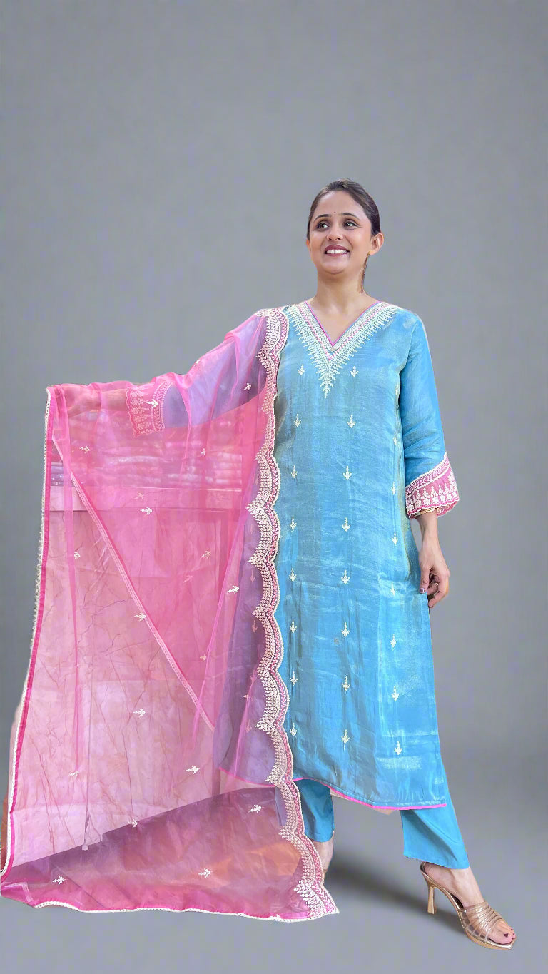 Shimmer tissue fabric suit