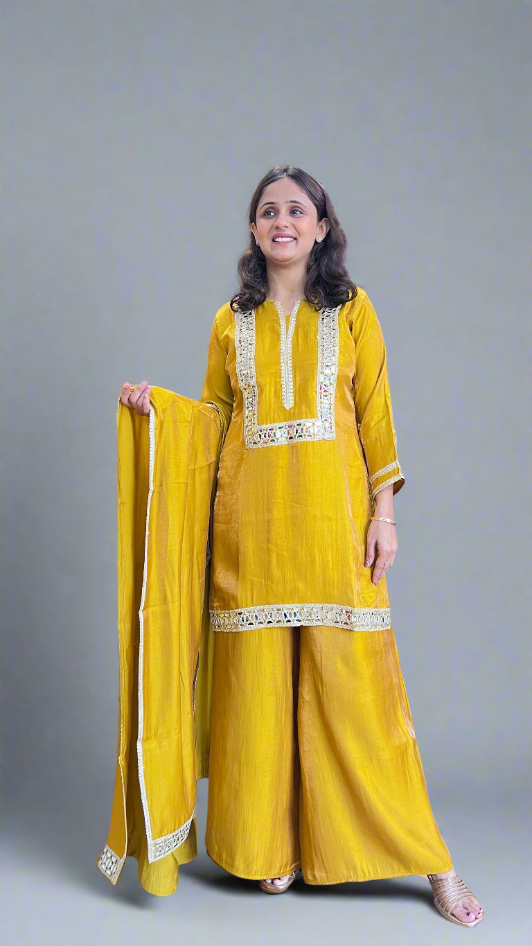 Shimmer modal mirror work suit